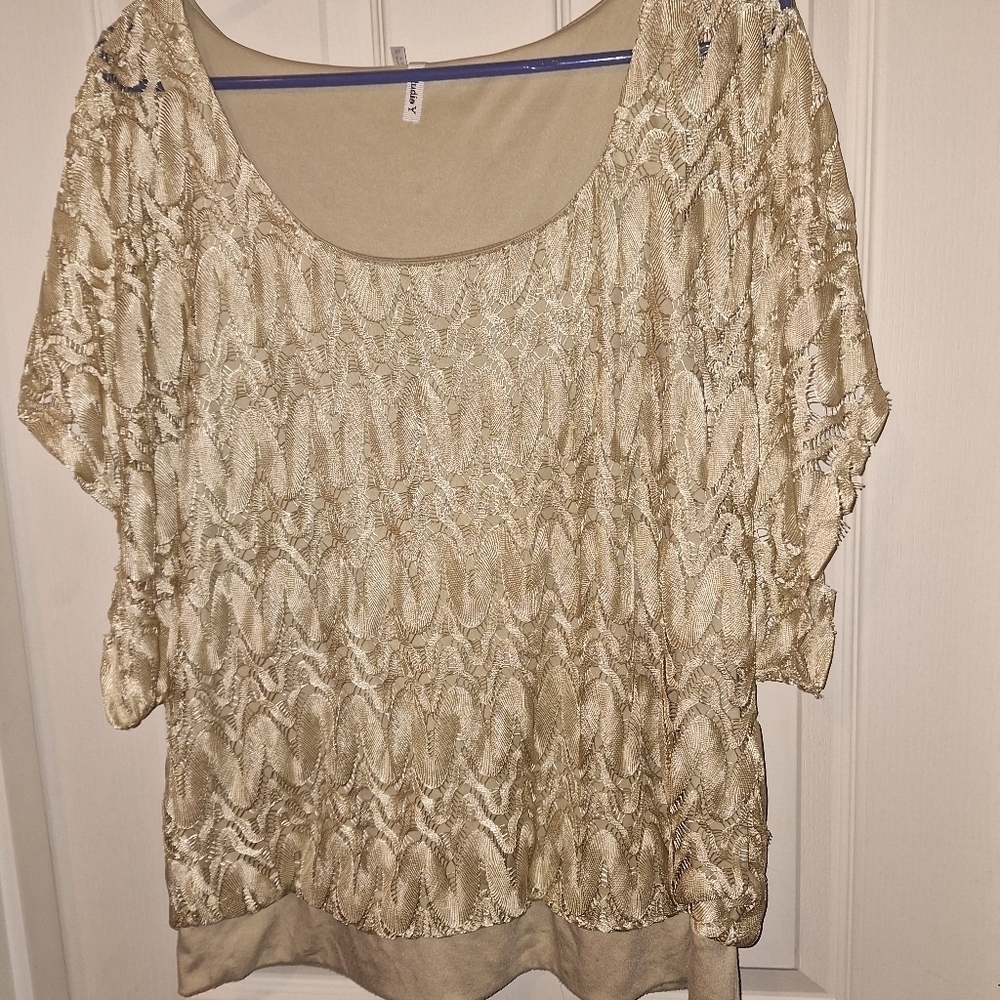 Cream Lace Sleeveless Top Extra Large